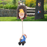 Garden Tree Gnome Statue Resin Colorfast Tree Climbing Elf Sculpture for Yard Outdoor - Extra Image