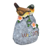 Double Sparrow Welcome Sculpture Cute Simulation Resin Ornament for Outdoor Home Garden Yard