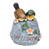 Double Sparrow Welcome Sculpture Cute Simulation Resin Ornament for Outdoor Home Garden Yard - Side View