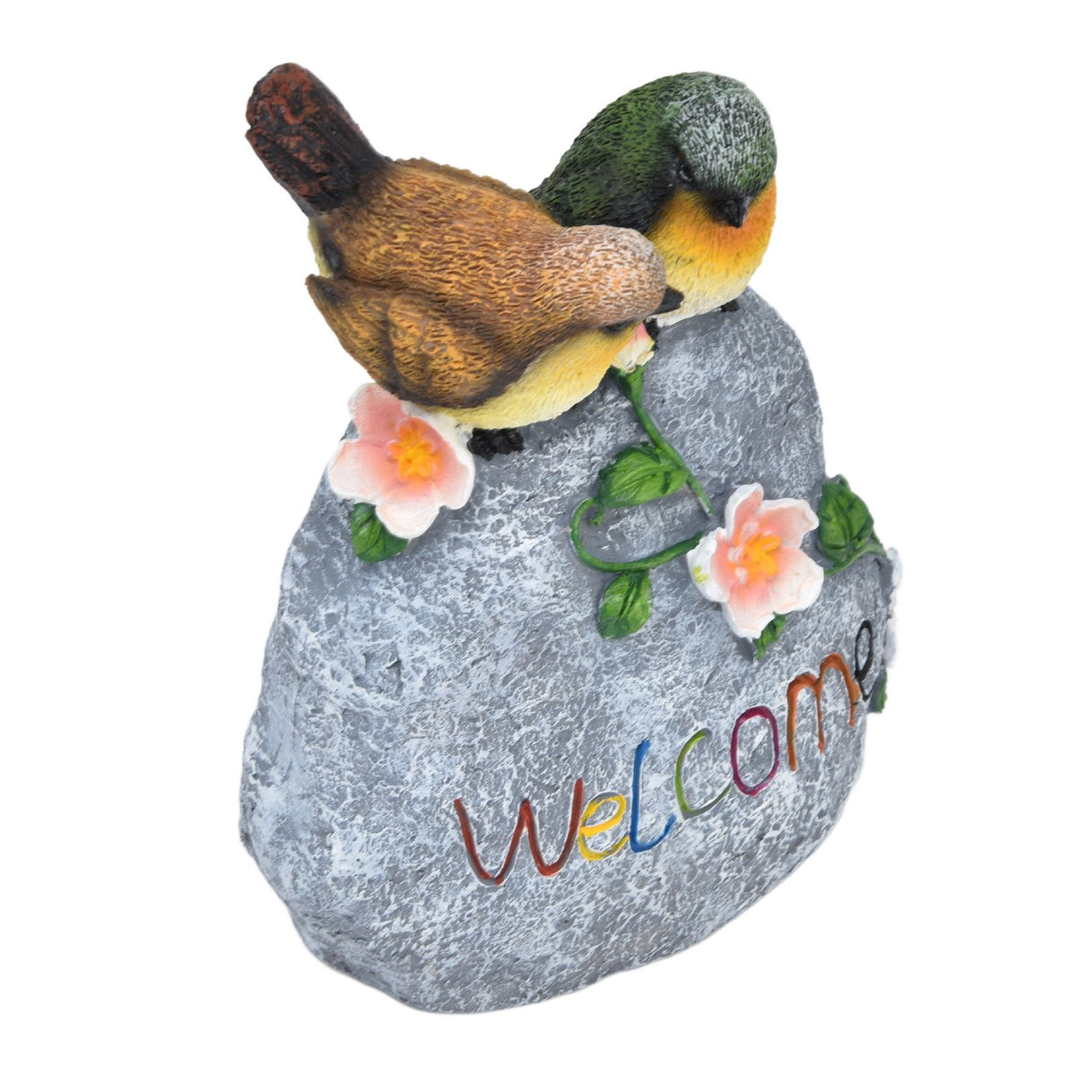 Double Sparrow Welcome Sculpture Cute Simulation Resin Ornament for Outdoor Home Garden Yard