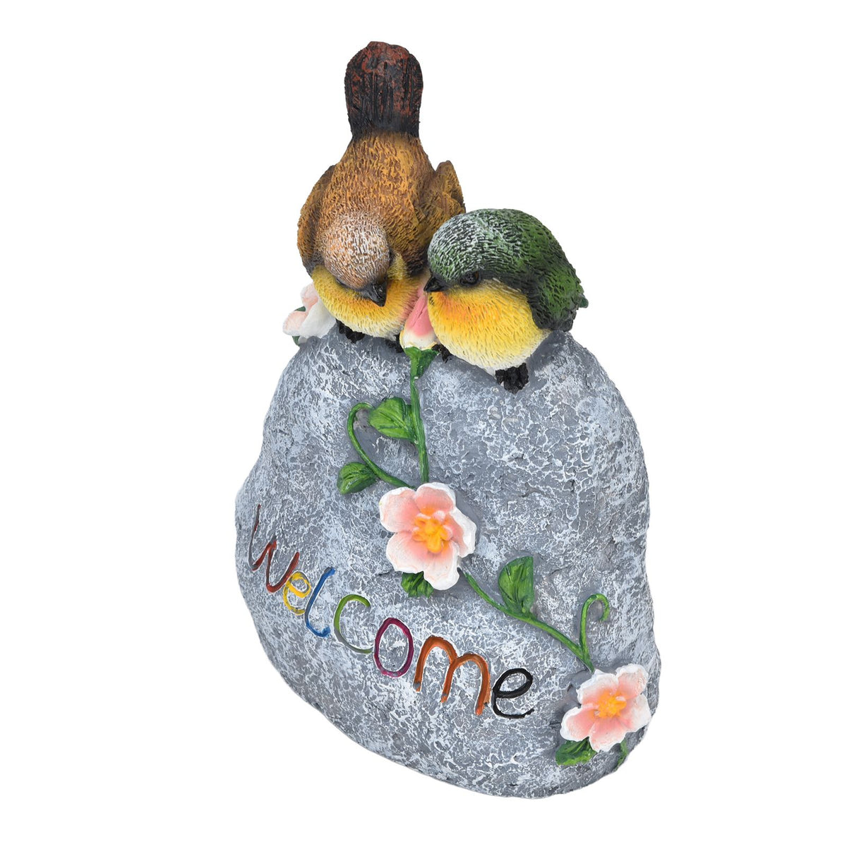 Double Sparrow Welcome Sculpture Cute Simulation Resin Ornament for Outdoor Home Garden Yard