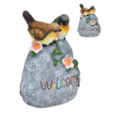 Double Sparrow Welcome Sculpture Cute Simulation Resin Ornament for Outdoor Home Garden Yard