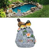 Double Sparrow Welcome Sculpture Cute Simulation Resin Ornament for Outdoor Home Garden Yard - Extra Image