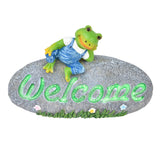 Welcome Frog Statue Luminous Garden Decor Resin Craftwork Patio Yard Lawn Animal Ornament for Indoor Outdoor - Side View