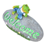 Welcome Frog Statue Luminous Garden Decor Resin Craftwork Patio Yard Lawn Animal Ornament for Indoor Outdoor