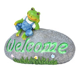 Welcome Frog Statue Luminous Garden Decor Resin Craftwork Patio Yard Lawn Animal Ornament for Indoor Outdoor