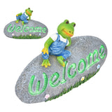 Welcome Frog Statue Luminous Garden Decor Resin Craftwork Patio Yard Lawn Animal Ornament for Indoor Outdoor - Extra Image
