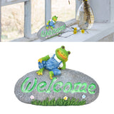 Welcome Frog Statue Luminous Garden Decor Resin Craftwork Patio Yard Lawn Animal Ornament for Indoor Outdoor