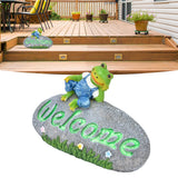 Welcome Frog Statue Luminous Garden Decor Resin Craftwork Patio Yard Lawn Animal Ornament for Indoor Outdoor