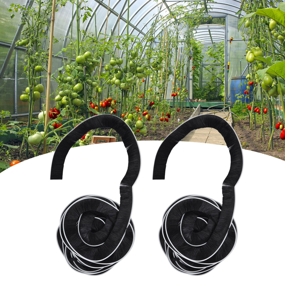 2PCS Brush Strip Ultraviolet Proof Water Proof Adjustable Length 4M Weather Stripping for Greenhouse Glass Door