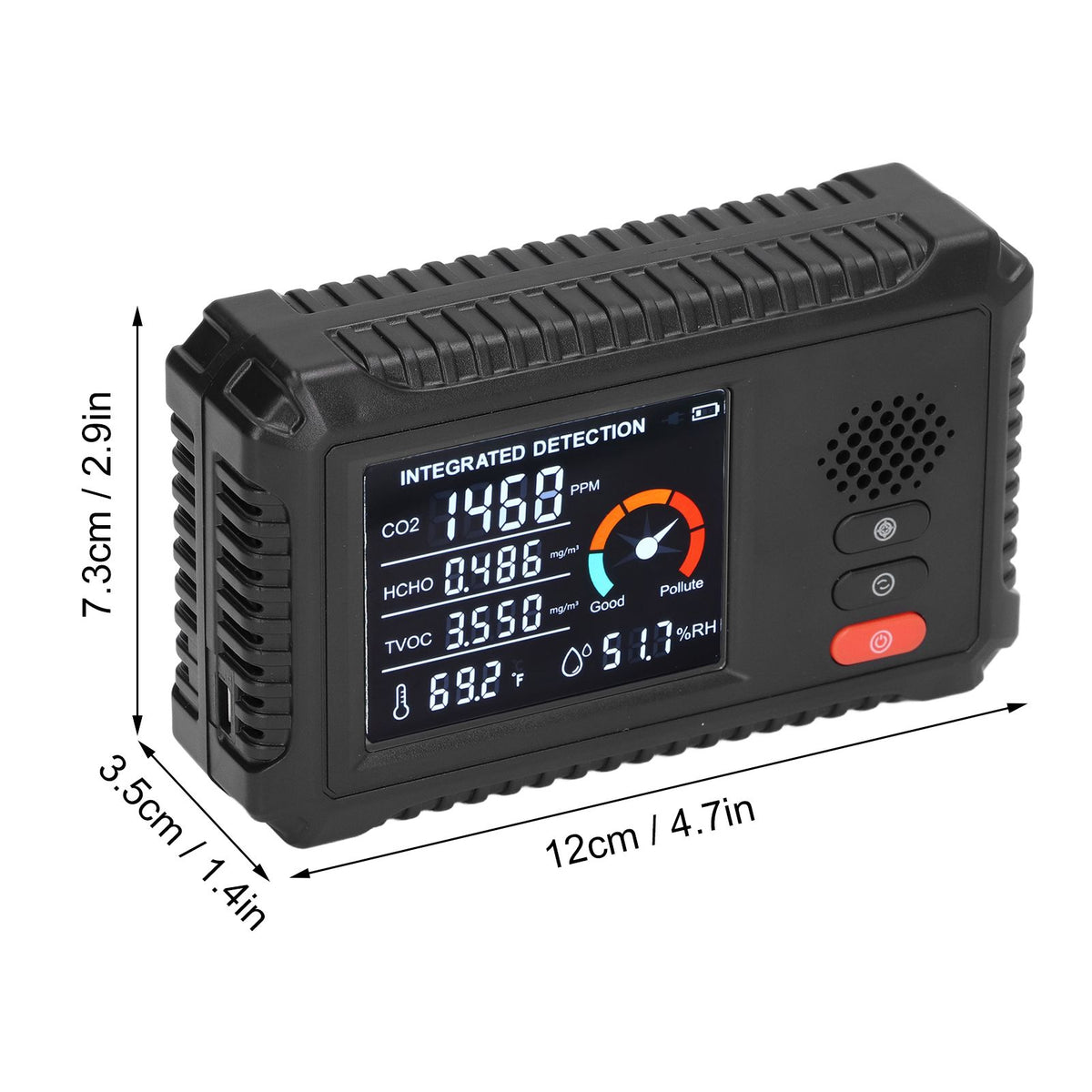 Air Quality Detector 5 in 1 Real Time Environmental Assessment Monitor for HCHO TVOC CO2 Temperature Humidity Detection