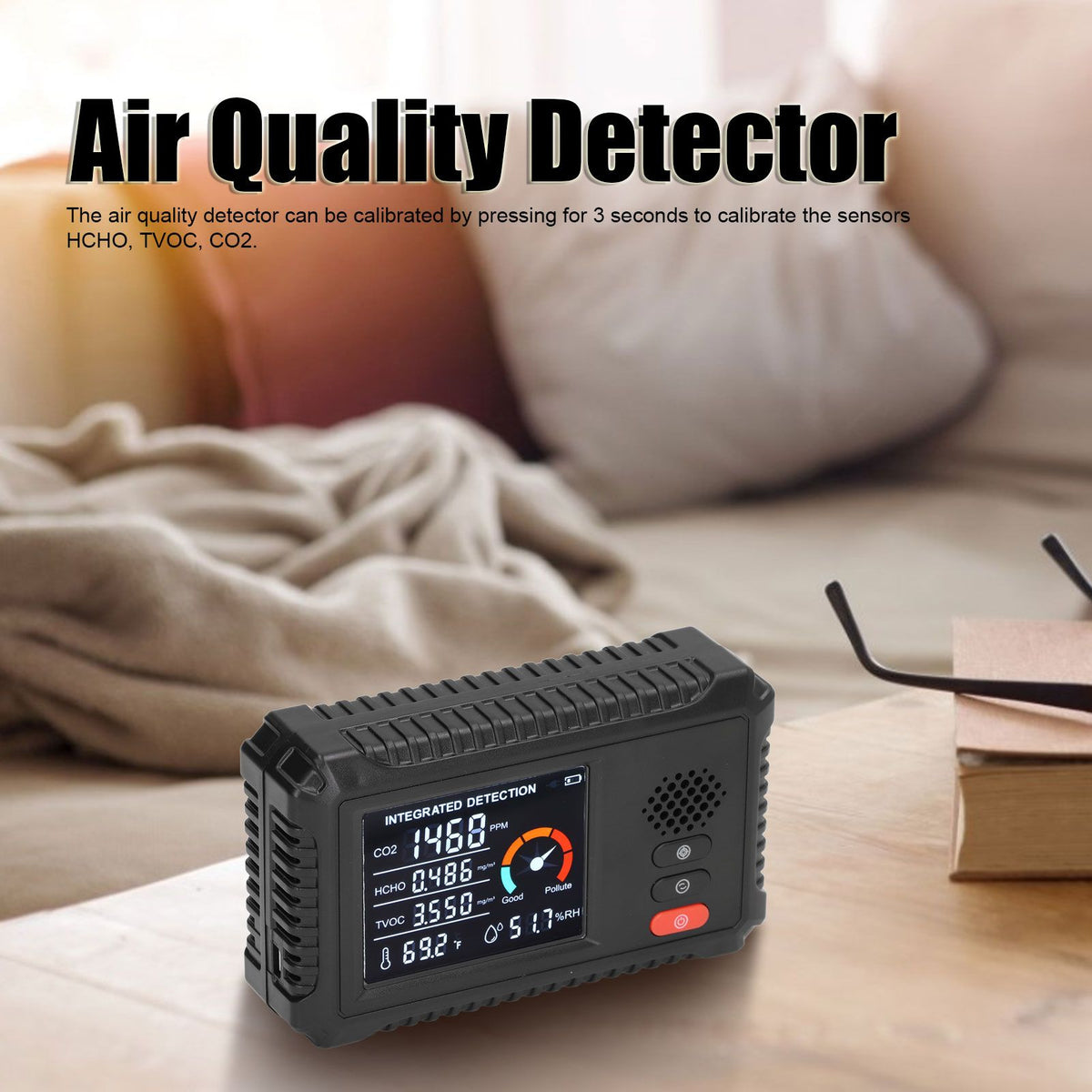 Air Quality Detector 5 in 1 Real Time Environmental Assessment Monitor for HCHO TVOC CO2 Temperature Humidity Detection