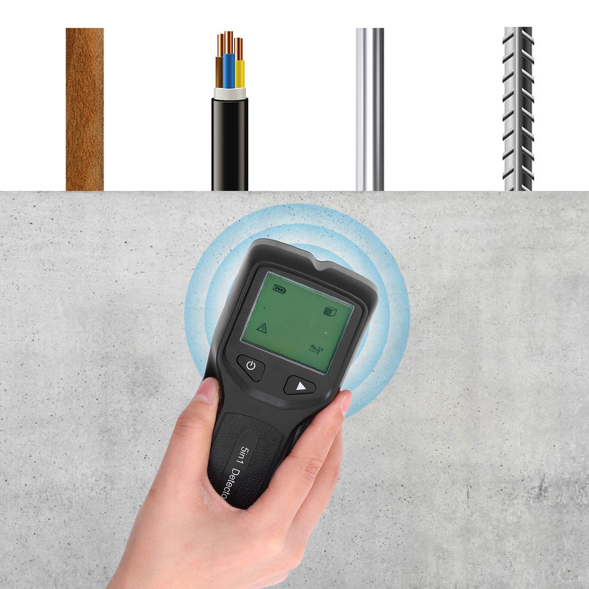 5 in 1 Stud Finder Multifunctional Wall Scanner LCD Electronic Metal Studs Detector HW430Black