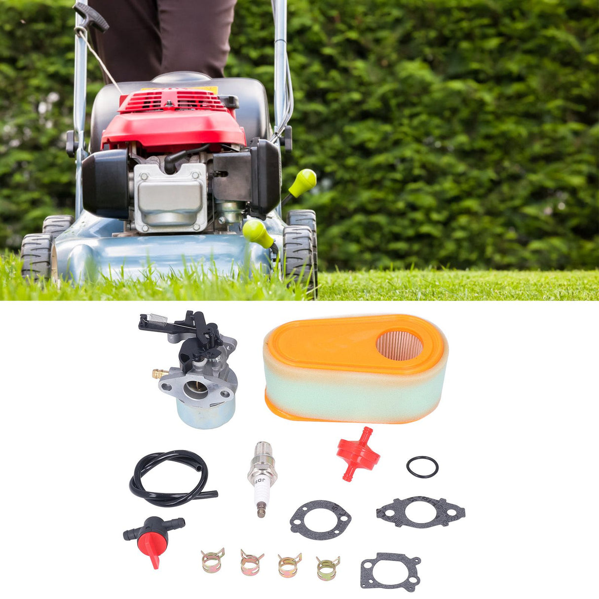 Carburetor Replacement Kit with Fuel Filter Spark Plug for 875 Exi 190 CC Lawn Mower