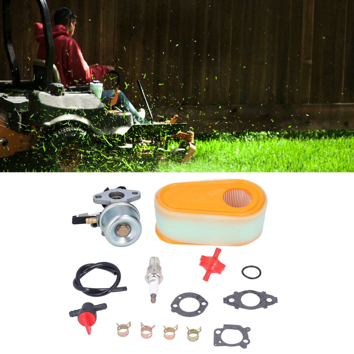 Carburetor Replacement Kit with Fuel Filter Spark Plug for 875 Exi 190 CC Lawn Mower