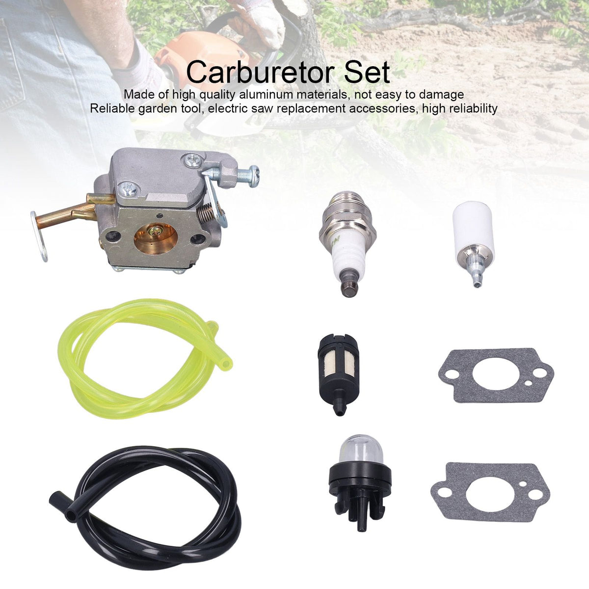 Carburetor Spark Plug Tubing Kit for Homelite UT‑10781 UT‑10926 33cc Chainsaw RY74003D 000998271