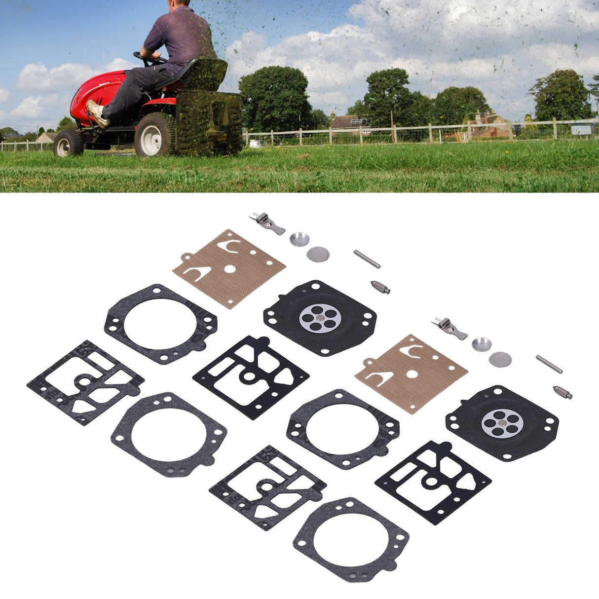 2Set Carburetor Carb Repair Kit Garden Lawn Mower Rebuild Kit Accessory for Walbro K24‑hda