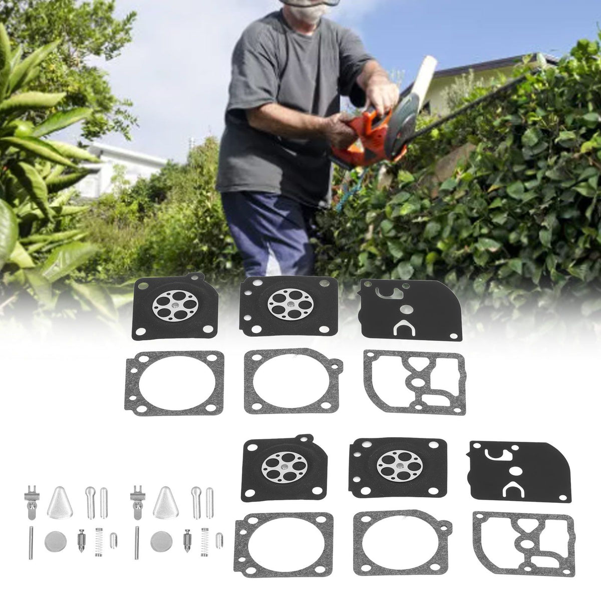 2 Sets Carburetor Rebuild Kit Replacement for STIHL MS200 MS200T C1Q RB‑69 RB69 Chainsaw