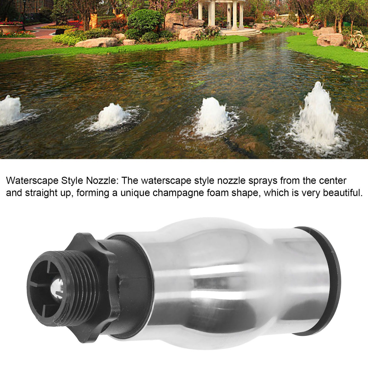 G1 Male Thread Frothy Foam Jet Fountain Nozzle 304 Stainless Steel Water Spray Head for Garden Pond Lake