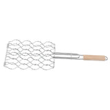 Corn Grilling Basket Stainless Steel Beech Wood Handle Even Heat Distribution 4 Corns Capacity Grilling Holder for Camping