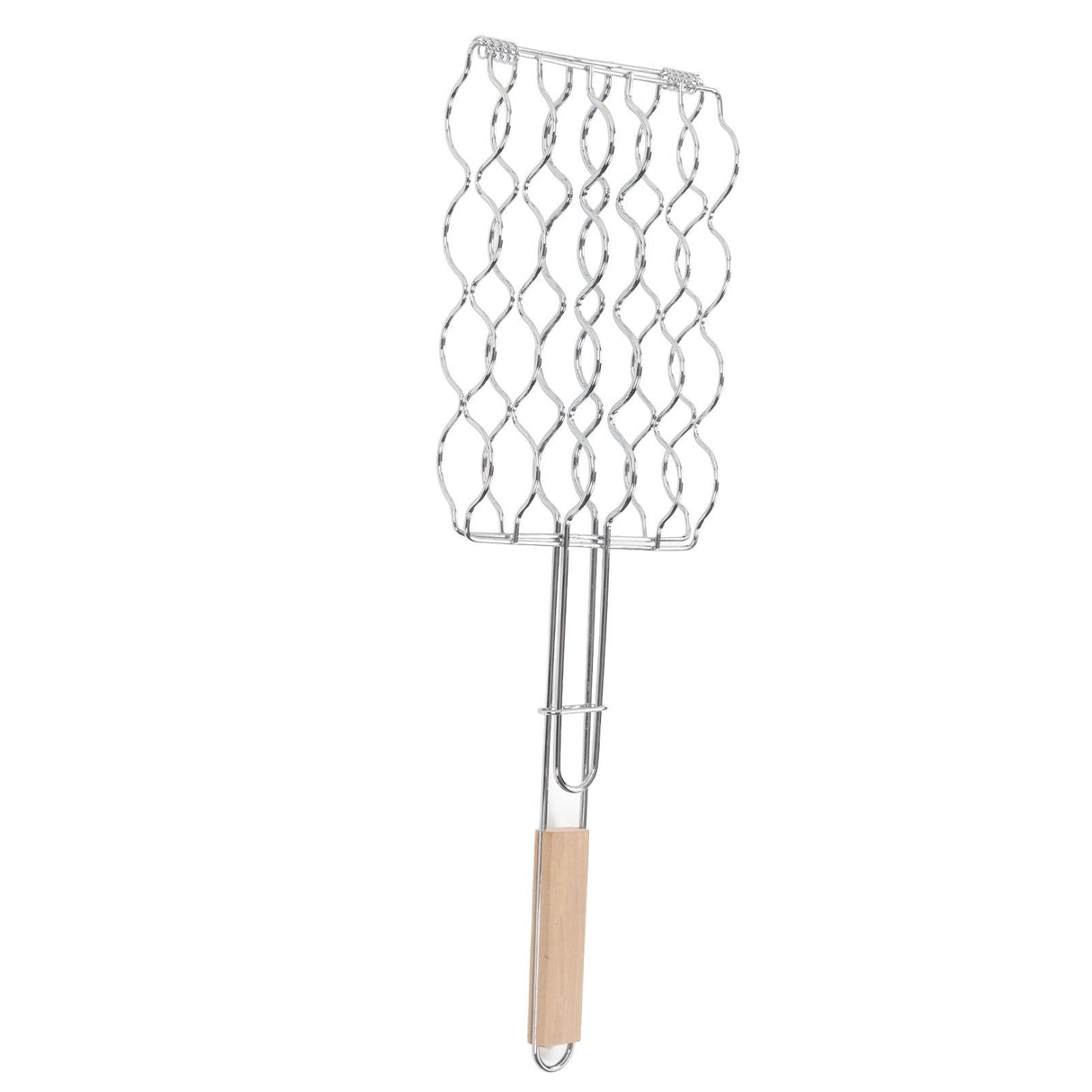 Corn Grilling Basket Stainless Steel Beech Wood Handle Even Heat Distribution 4 Corns Capacity Grilling Holder for Camping