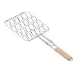 Corn Grilling Basket Stainless Steel Beech Wood Handle Even Heat Distribution 4 Corns Capacity Grilling Holder for Camping
