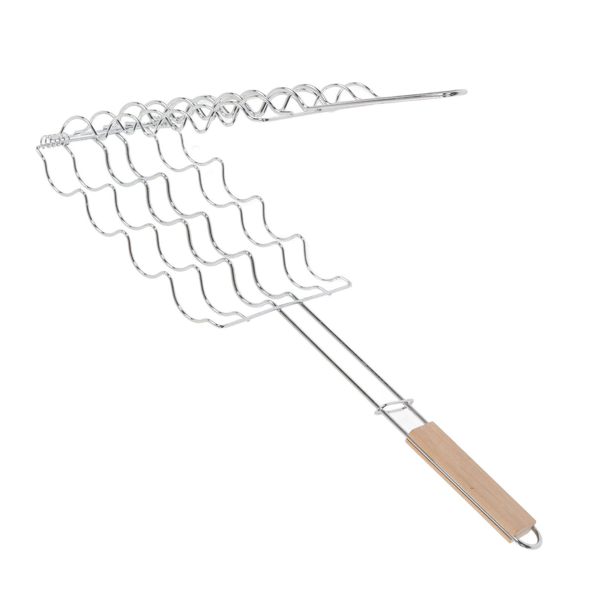 Corn Grilling Basket Stainless Steel Beech Wood Handle Even Heat Distribution 4 Corns Capacity Grilling Holder for Camping