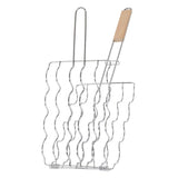 Corn Grilling Basket Stainless Steel Beech Wood Handle Even Heat Distribution 4 Corns Capacity Grilling Holder for Camping