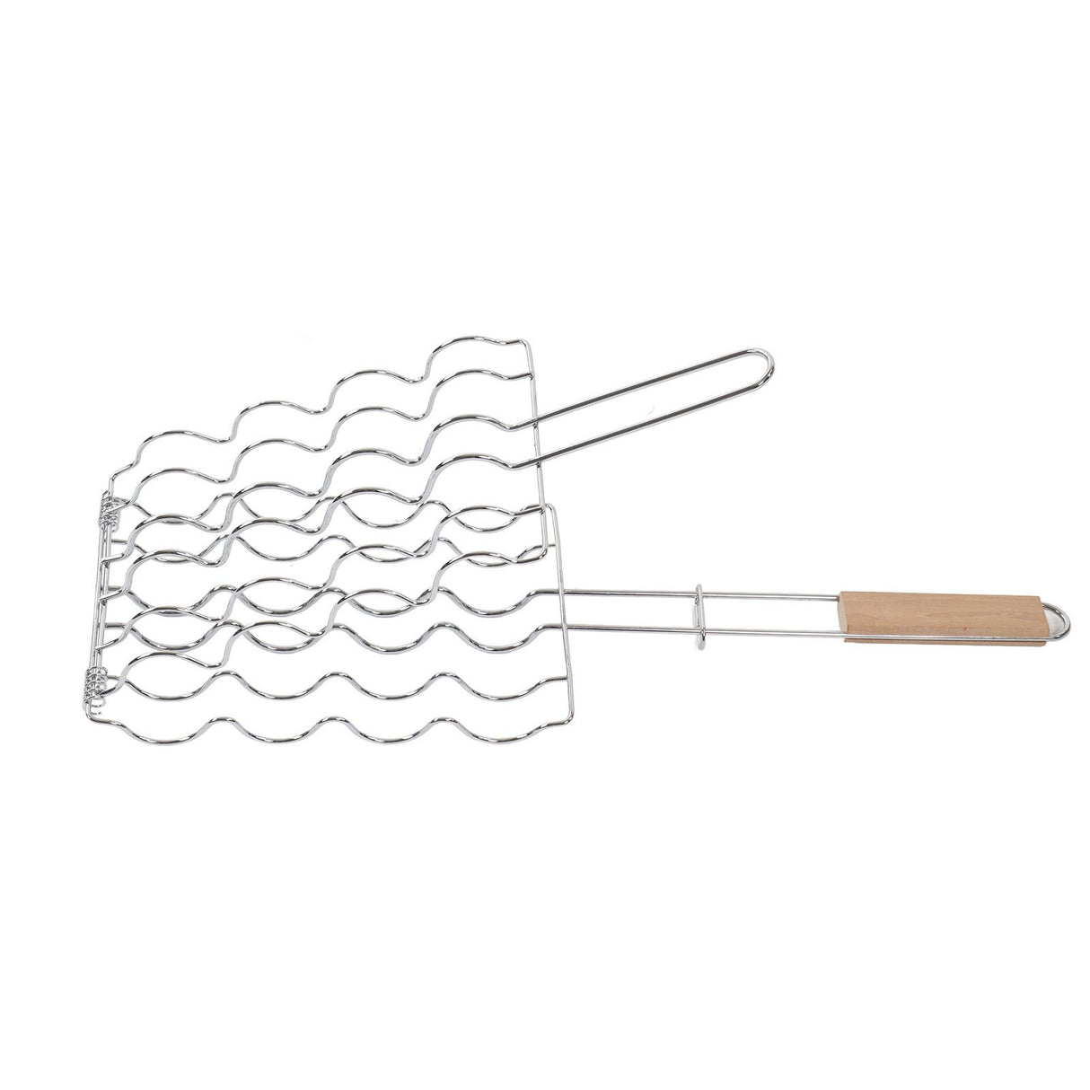 Corn Grilling Basket Stainless Steel Beech Wood Handle Even Heat Distribution 4 Corns Capacity Grilling Holder for Camping