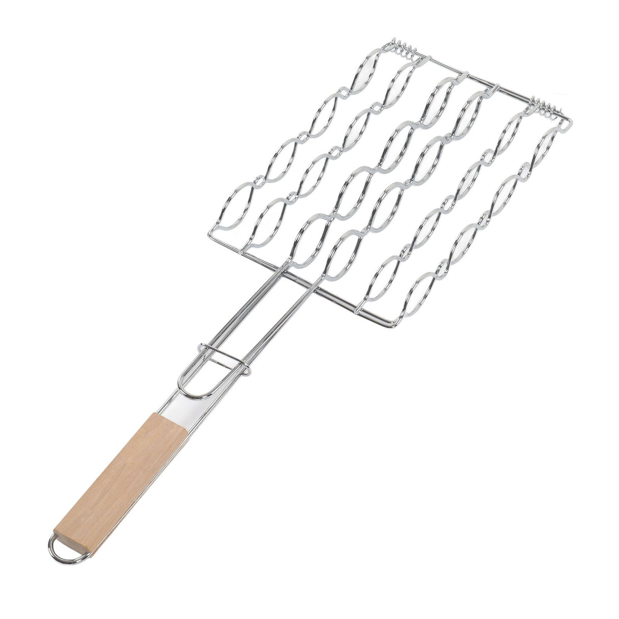Corn Grilling Basket Stainless Steel Beech Wood Handle Even Heat Distribution 4 Corns Capacity Grilling Holder for Camping