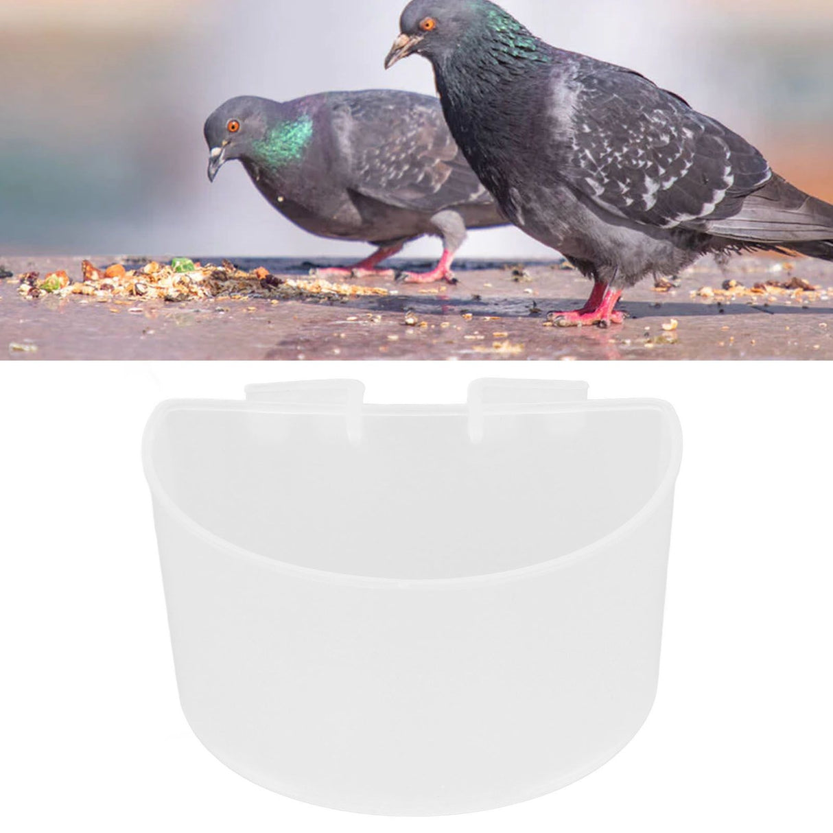 20Pcs Bird Food Bowl Plastic Parrot Water Feeding Cup Birdcage Feeder Trough Set Kit White 11x6cm / 4.33x2.36in