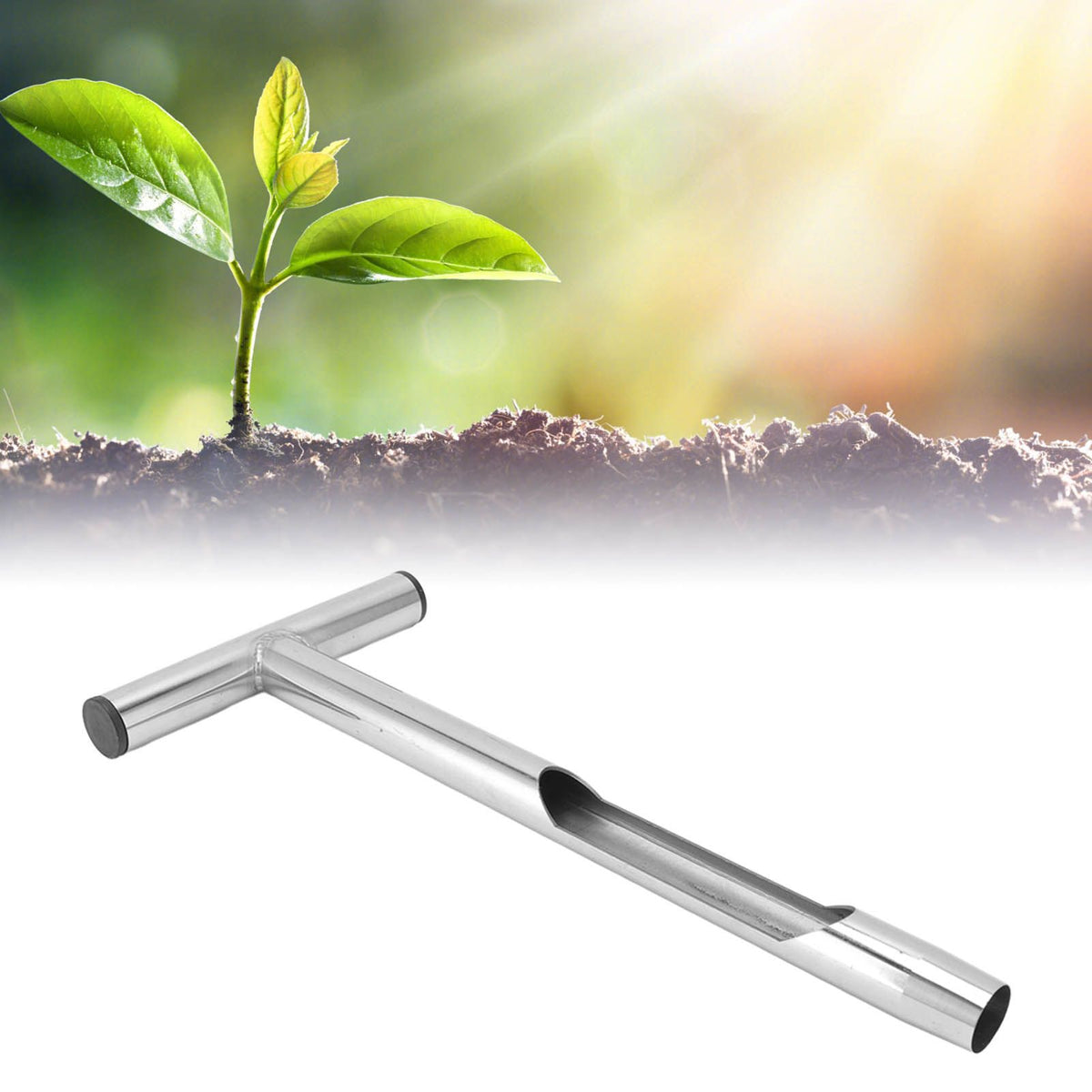 T Style Handle Soil Test Kits Stainless Steel Material Soil Sampler Kit with 2 Reusable Sampler Bags for Agriculture Forestry