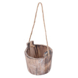 Barrel Planter Round Vintage Rustic Style Wall Hanging Wooden Garden Flower Pot for Garden Patio Office Home