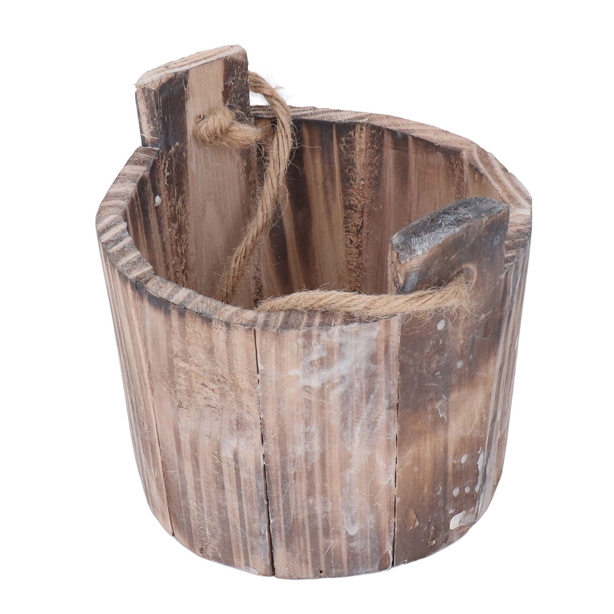 Barrel Planter Round Vintage Rustic Style Wall Hanging Wooden Garden Flower Pot for Garden Patio Office Home