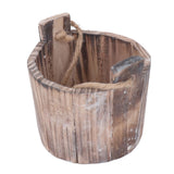 Barrel Planter Round Vintage Rustic Style Wall Hanging Wooden Garden Flower Pot for Garden Patio Office Home