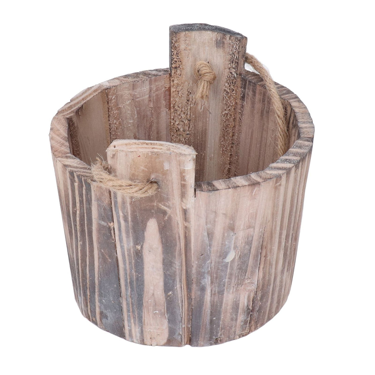 Barrel Planter Round Vintage Rustic Style Wall Hanging Wooden Garden Flower Pot for Garden Patio Office Home