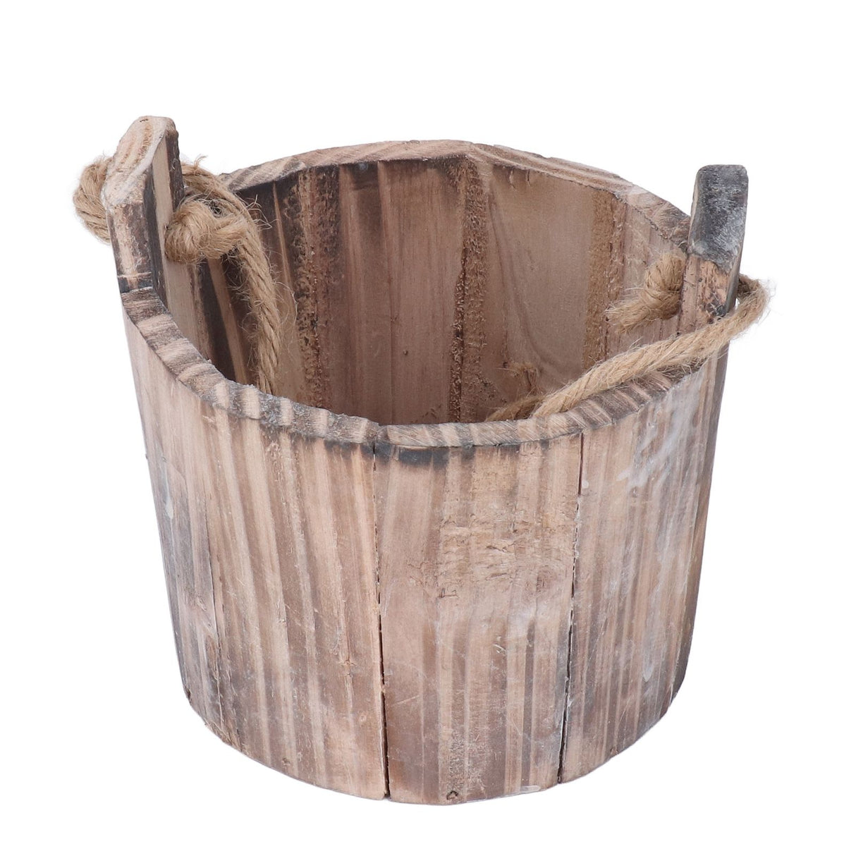 Barrel Planter Round Vintage Rustic Style Wall Hanging Wooden Garden Flower Pot for Garden Patio Office Home