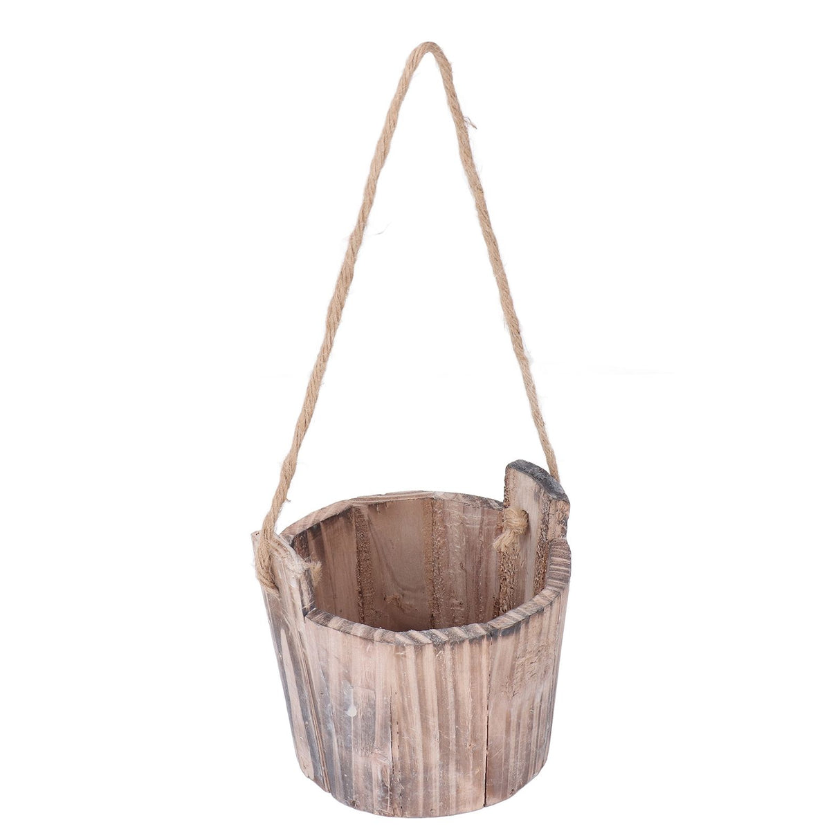 Barrel Planter Round Vintage Rustic Style Wall Hanging Wooden Garden Flower Pot for Garden Patio Office Home
