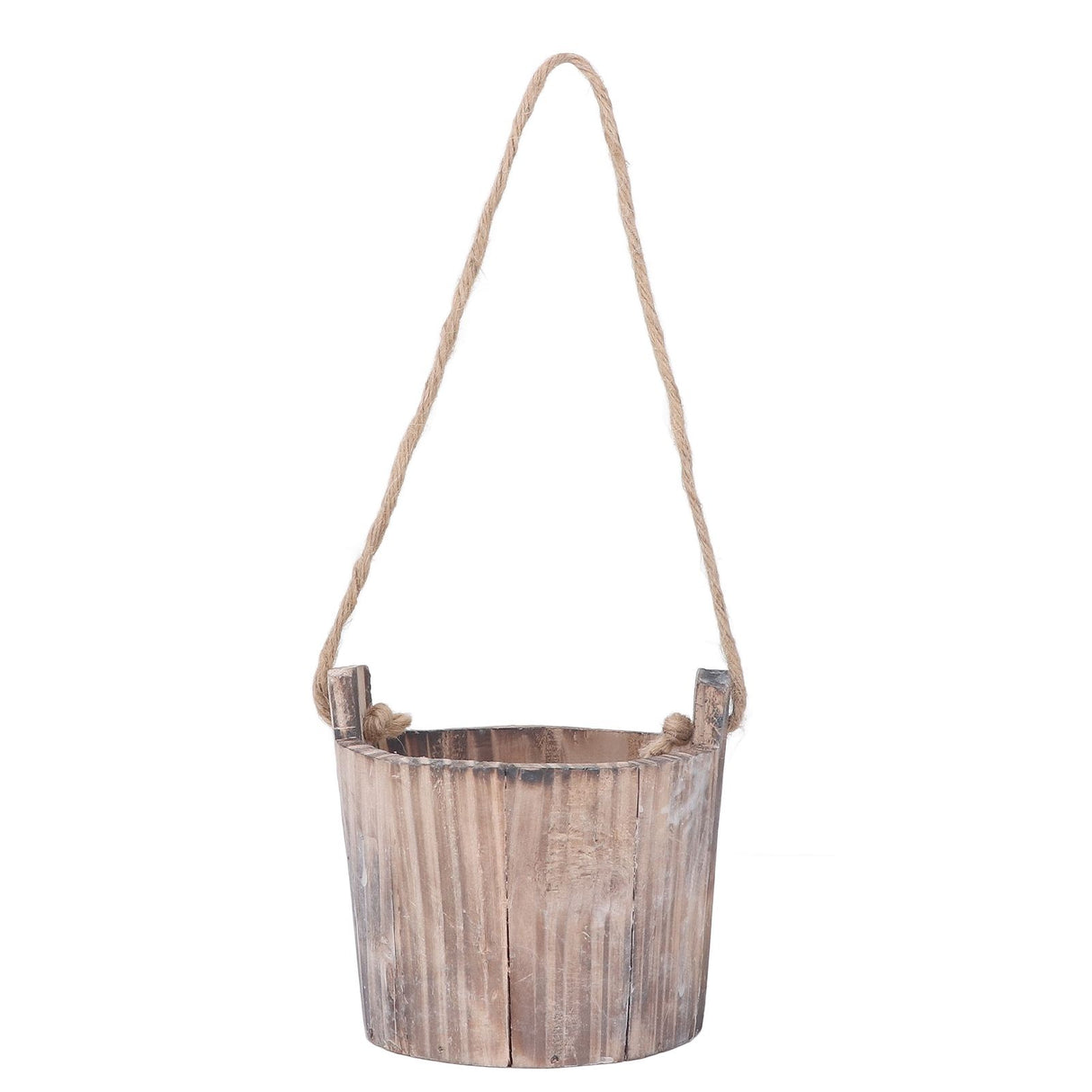 Barrel Planter Round Vintage Rustic Style Wall Hanging Wooden Garden Flower Pot for Garden Patio Office Home