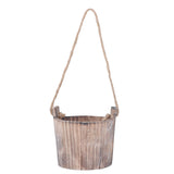 Barrel Planter Round Vintage Rustic Style Wall Hanging Wooden Garden Flower Pot for Garden Patio Office Home - Low Angle
