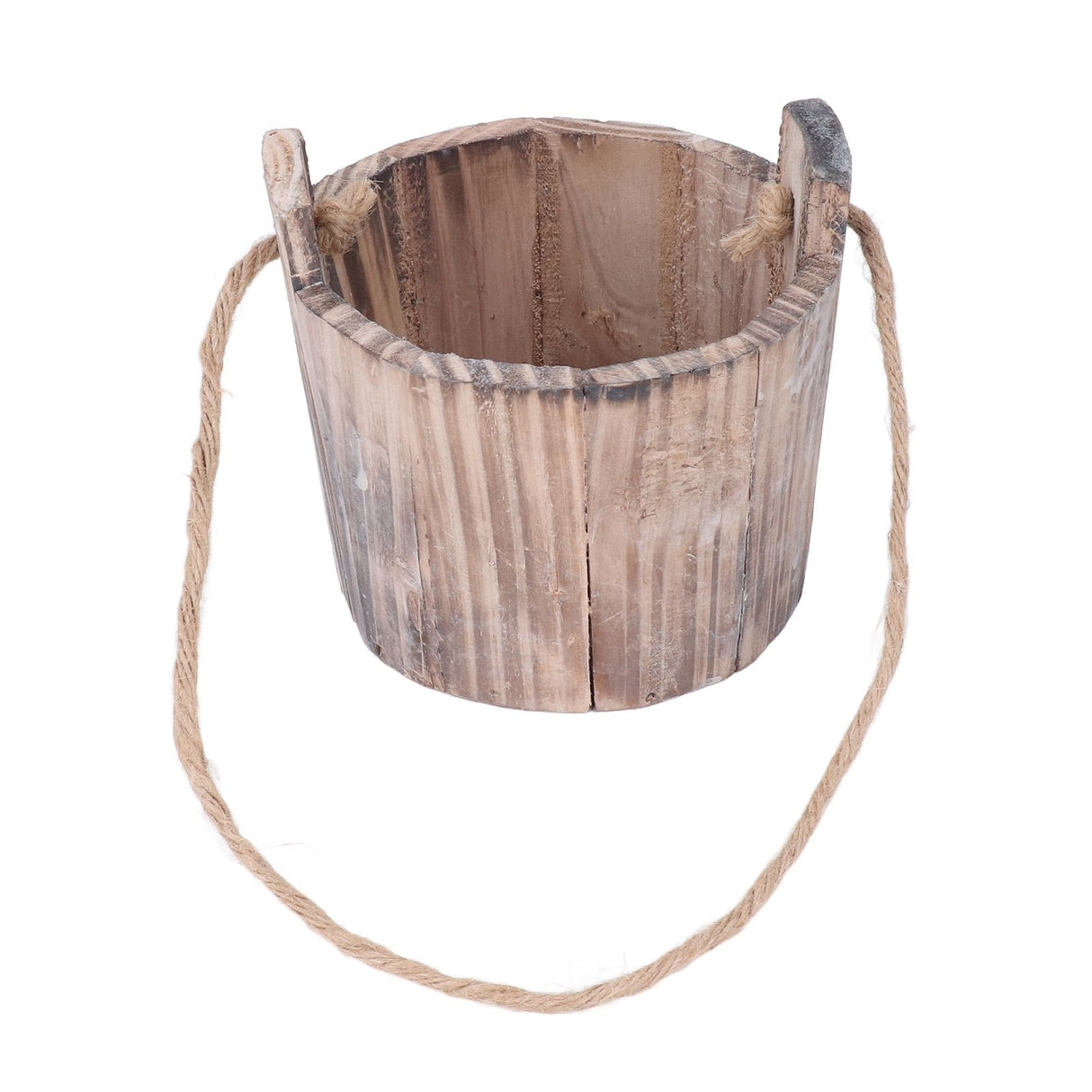Barrel Planter Round Vintage Rustic Style Wall Hanging Wooden Garden Flower Pot for Garden Patio Office Home