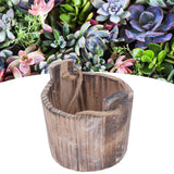 Barrel Planter Round Vintage Rustic Style Wall Hanging Wooden Garden Flower Pot for Garden Patio Office Home - Extra Image