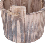 Barrel Planter Round Vintage Rustic Style Wall Hanging Wooden Garden Flower Pot for Garden Patio Office Home - Extra Image