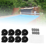 8 Sets Swimming Pool Roller Strap Solar Cover Reel Attachment Kit with Cord Plates and Buckles