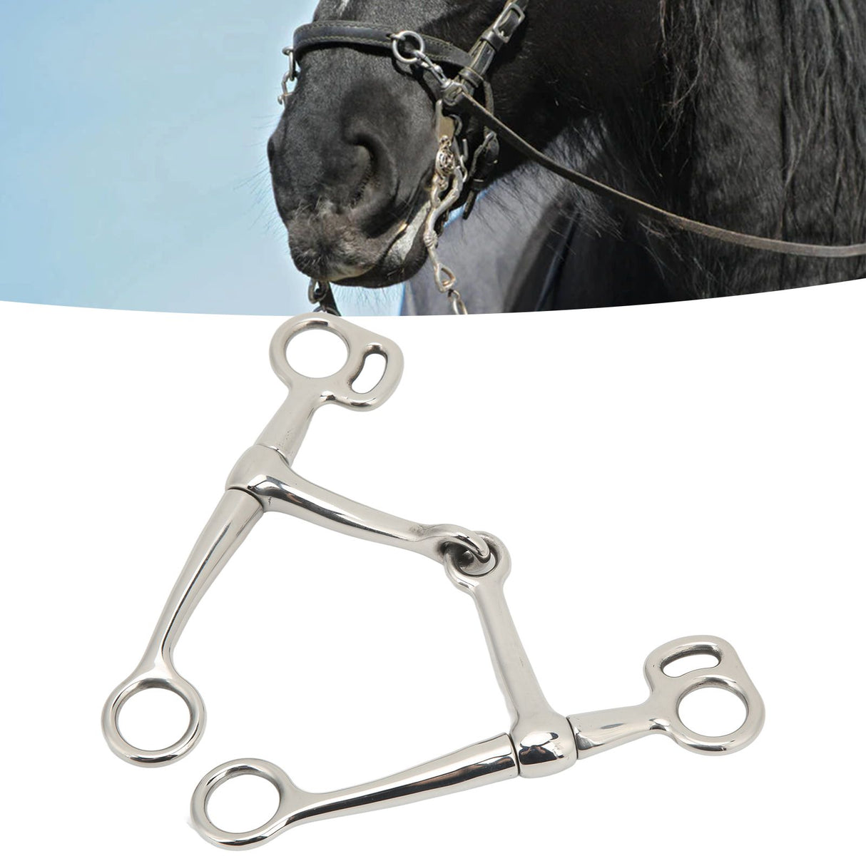 Horse Breaking Bit Stainless Steel 125mm Jointed Mouth Bit Equipment with Turn Cheek for Training