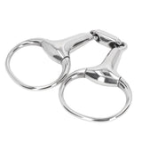 Horse Gag Ring Snaffle Bite Stainless Steel 125mm Loose Oval Link Mouthpiece Horse Training Equipment - Top-Down View