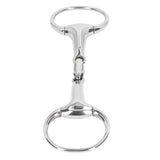 Horse Gag Ring Snaffle Bite Stainless Steel 125mm Loose Oval Link Mouthpiece Horse Training Equipment - Close-Up Angle