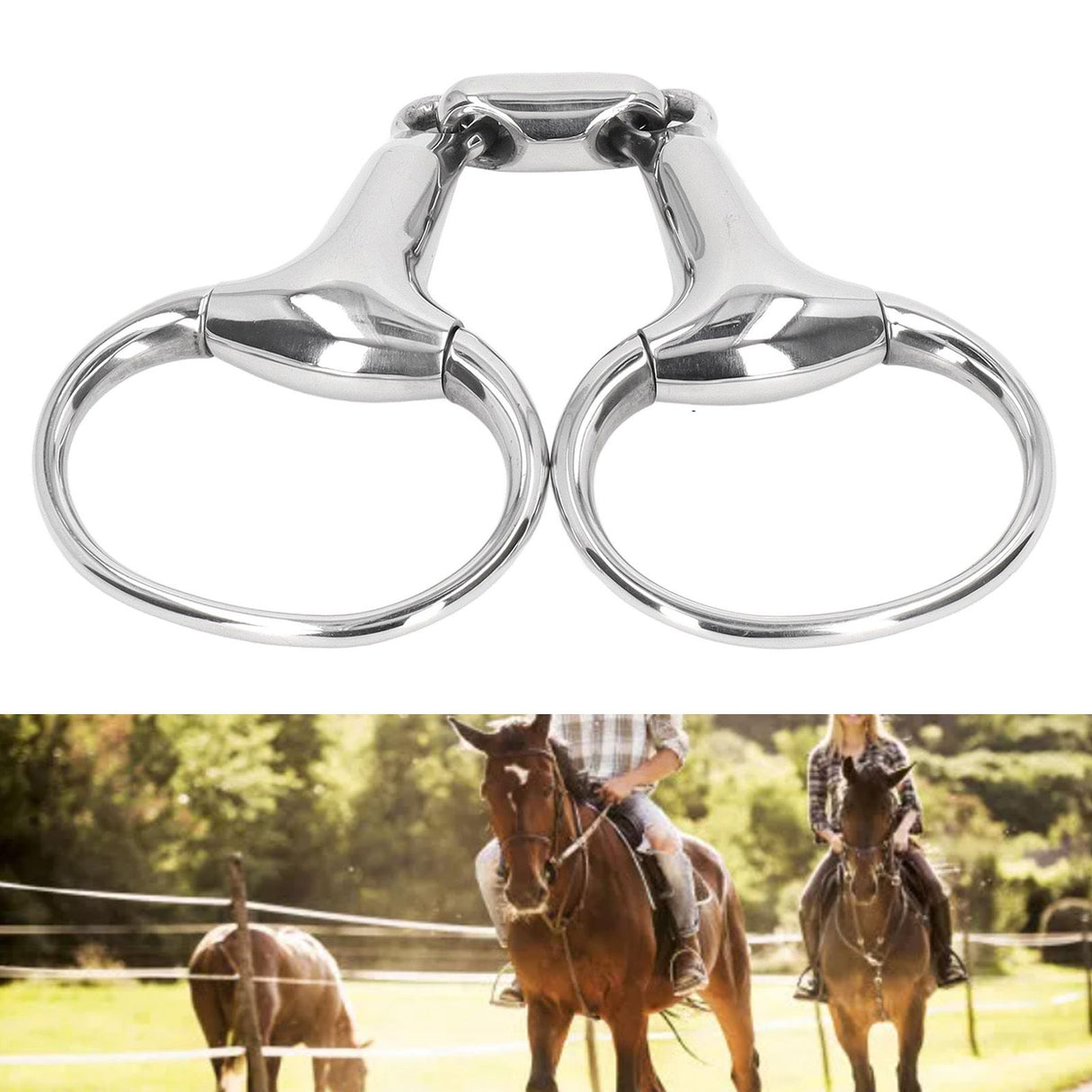 Horse Gag Ring Snaffle Bite Stainless Steel 125mm Loose Oval Link Mouthpiece Horse Training Equipment