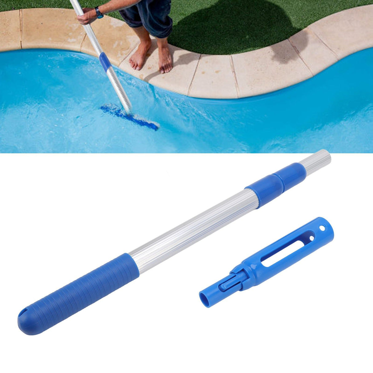 Swimming Pool Pole 3 Section Telescopic Pole Aluminum Detachable Swimming Pool Cleaning Accessories