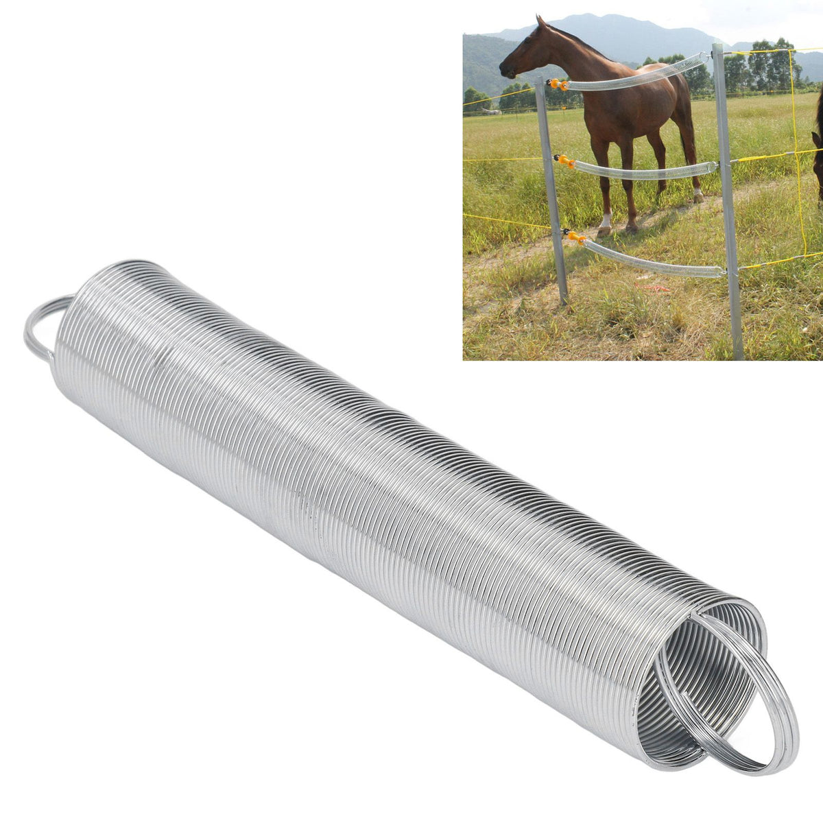 2pcs Electric Fence Spring Gates Stainless Steel 16 Feet Tension Livestock Fence Spring for Pasture
